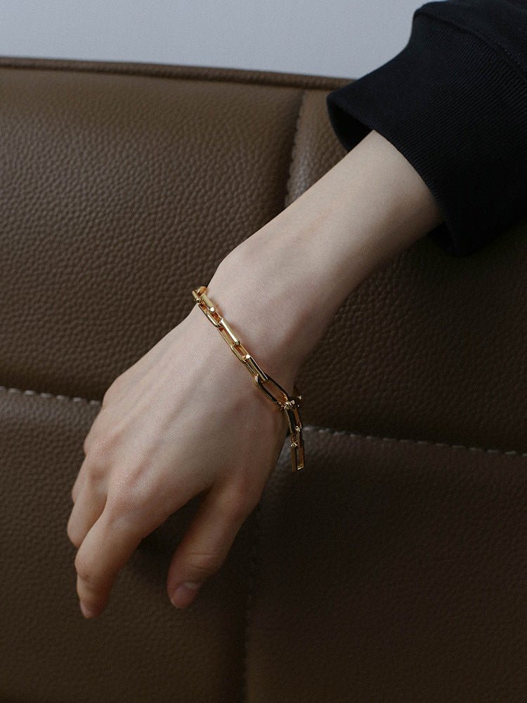Square Splicing Chain Gold Bracelet gembea jewelry