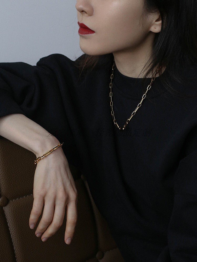 Square Splicing Chain Gold Bracelet gembea jewelry