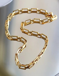 Square Splicing Gold Chain Necklace gembea jewelry