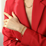 Square Splicing Gold Chain Necklace gembea jewelry
