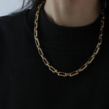 Square Splicing Gold Chain Necklace gembea jewelry