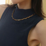 Square Splicing Gold Chain Necklace gembea jewelry