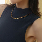 Square Splicing Gold Chain Necklace gembea jewelry