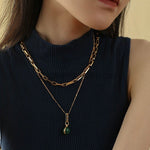 Square Splicing Gold Chain Necklace gembea jewelry