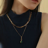 Square Splicing Gold Chain Necklace gembea jewelry