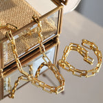 Square Splicing Gold Chain Necklace gembea jewelry