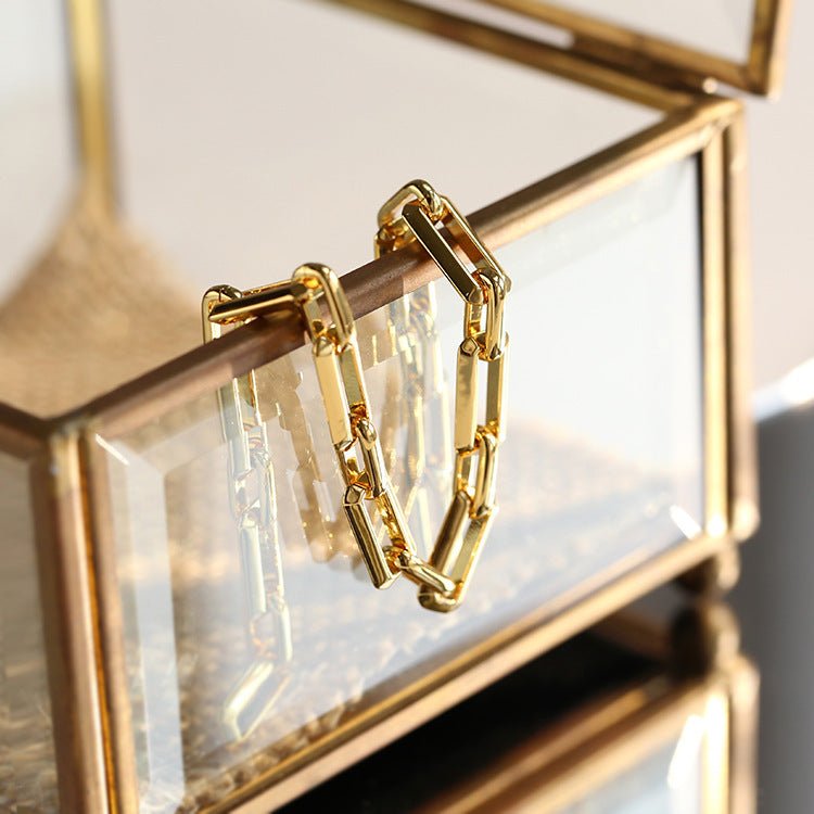 Square Splicing Gold Chain Necklace gembea jewelry