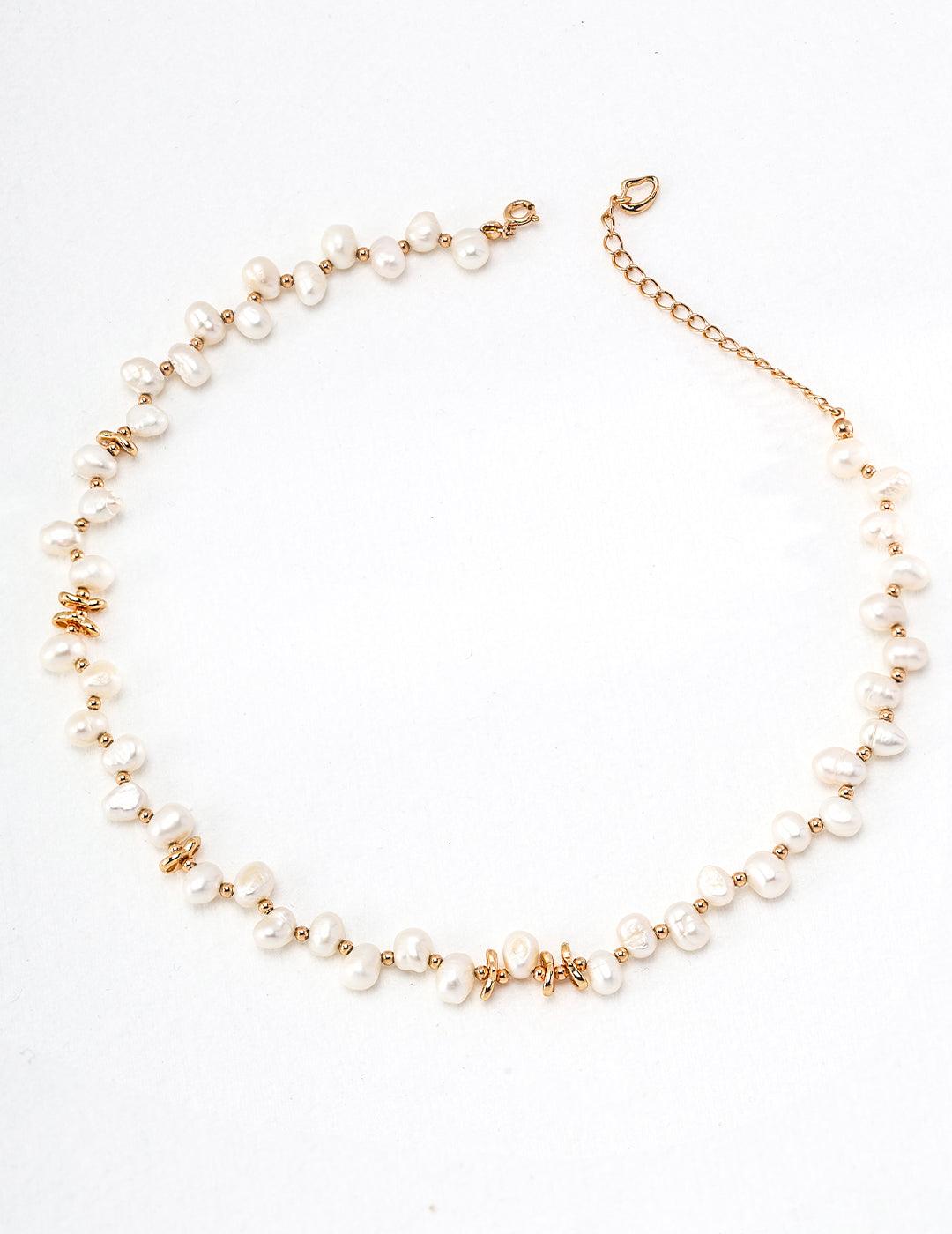 Staggered Design Gold Bean Beaded Pearl of Necklace - Gembea Jewelry
