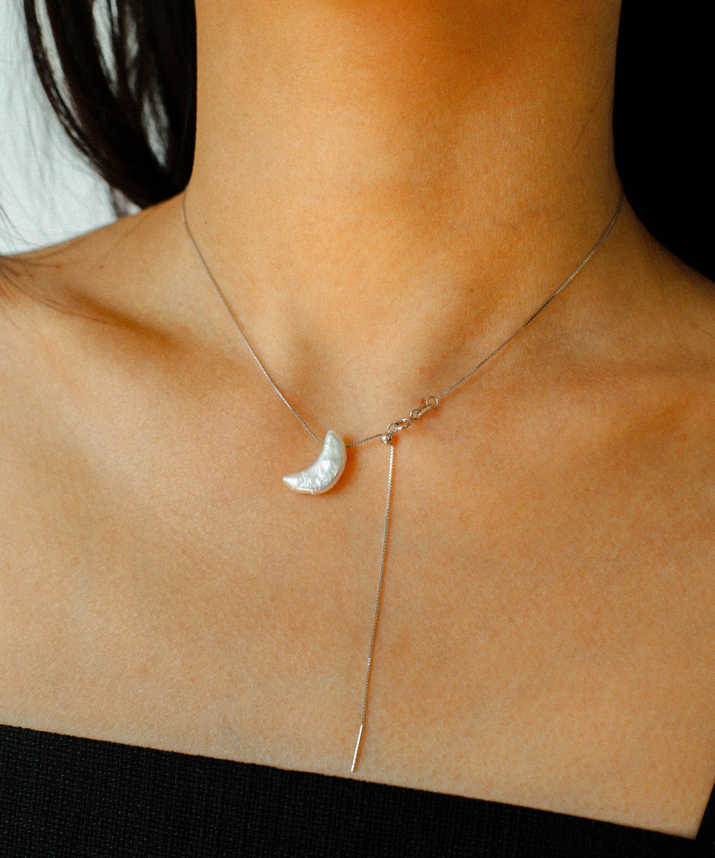Star Moon Baroque Pearl Pendant Necklace gembea jewelry