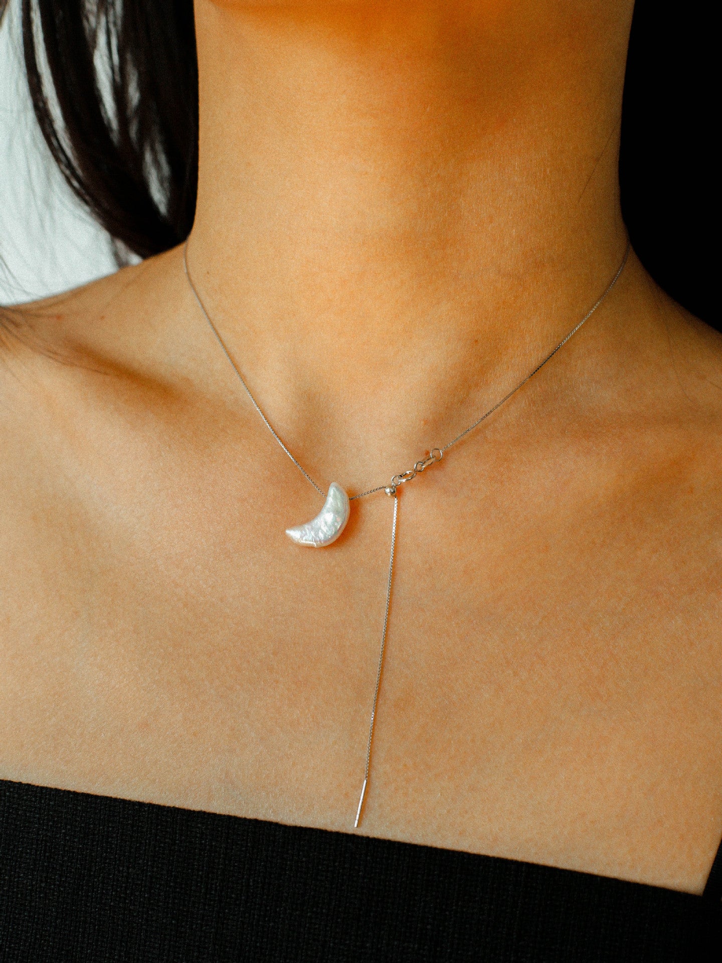 Star Moon Baroque Pearl Pendant Necklace gembea jewelry