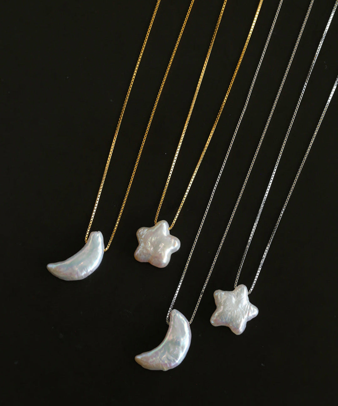 Star Moon Baroque Pearl Pendant Necklace gembea jewelry