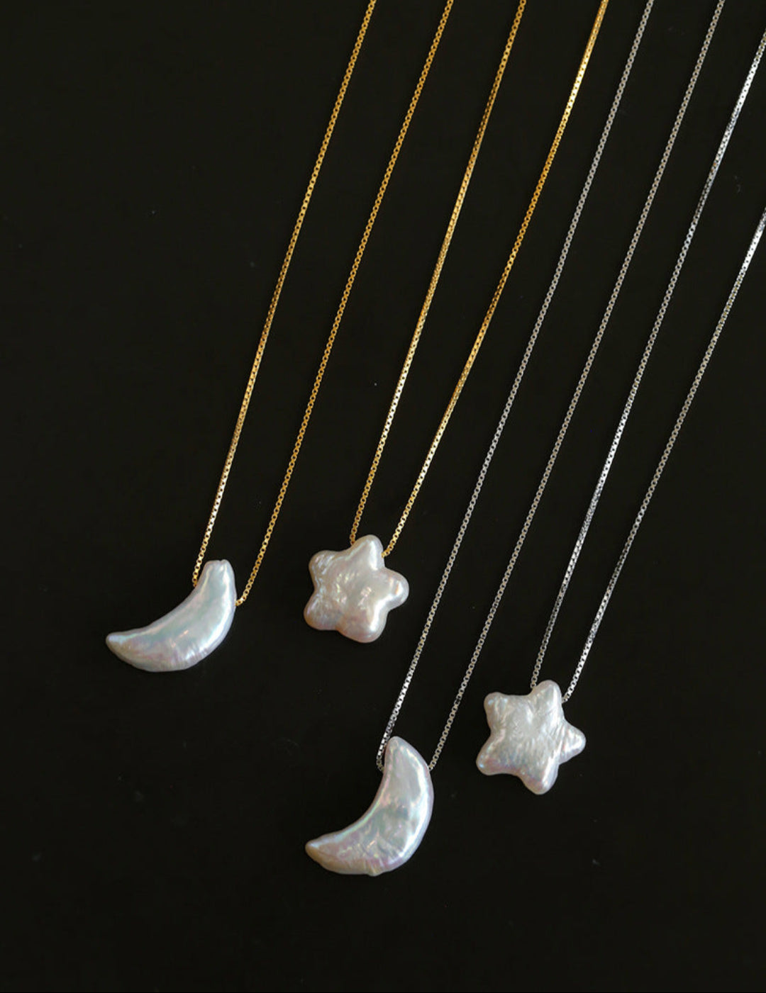 Star Moon Baroque Pearl Pendant Necklace gembea jewelry