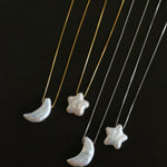 Star Moon Baroque Pearl Pendant Necklace gembea jewelry
