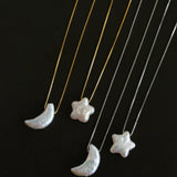 Star Moon Baroque Pearl Pendant Necklace gembea jewelry