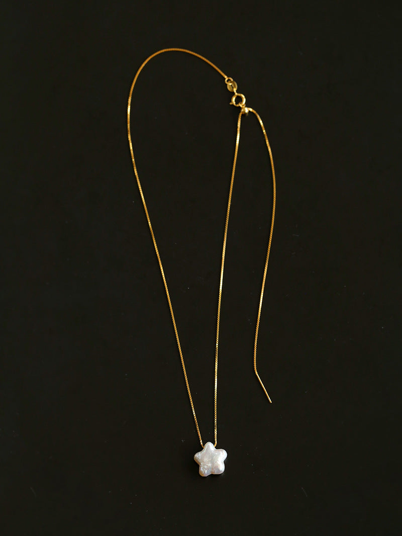 Star Moon Baroque Pearl Pendant Necklace gembea jewelry