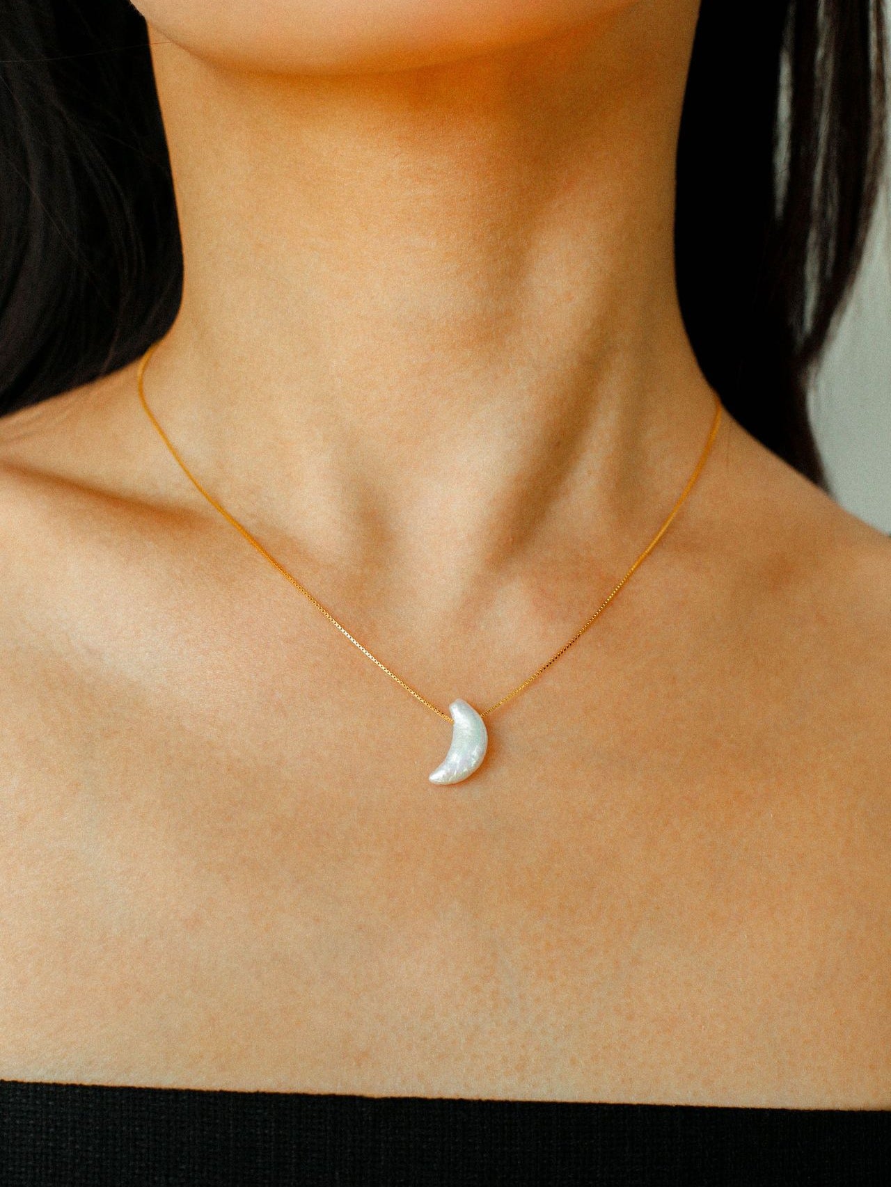 Star Moon Baroque Pearl Pendant Necklace gembea jewelry