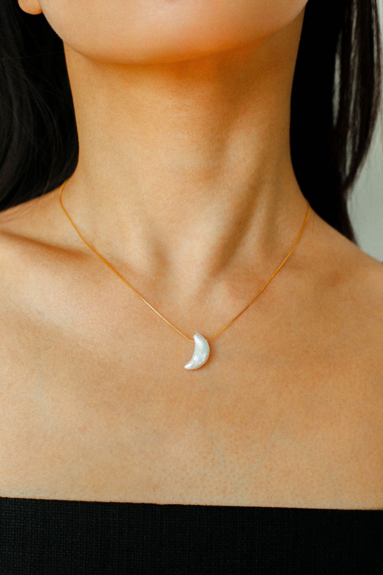 Star Moon Baroque Pearl Pendant Necklace gembea jewelry