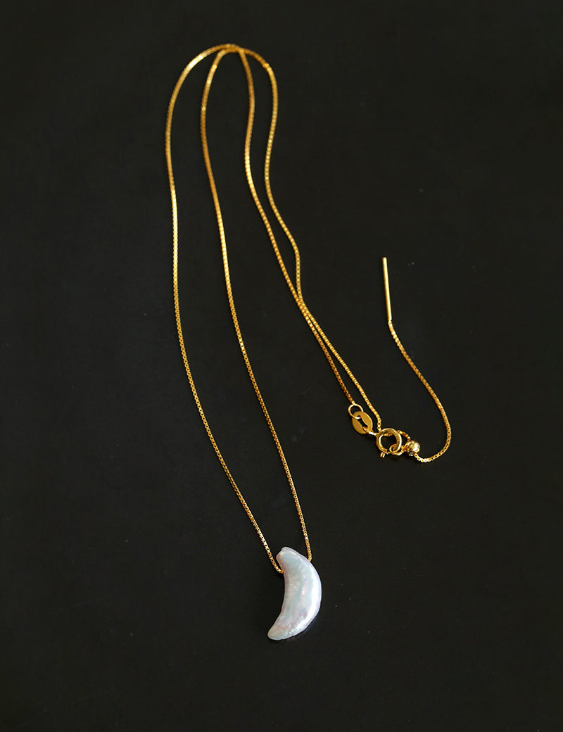 Star Moon Baroque Pearl Pendant Necklace gembea jewelry
