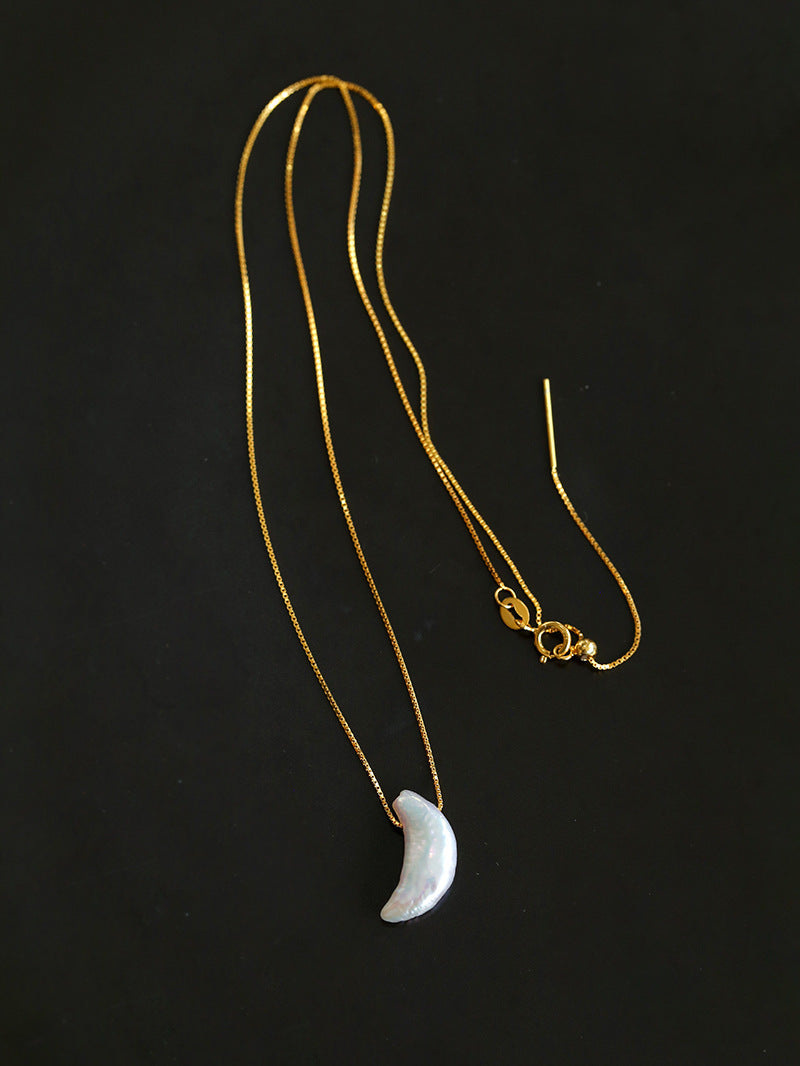 Star Moon Baroque Pearl Pendant Necklace gembea jewelry