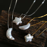Star Moon Baroque Pearl Pendant Necklace gembea jewelry
