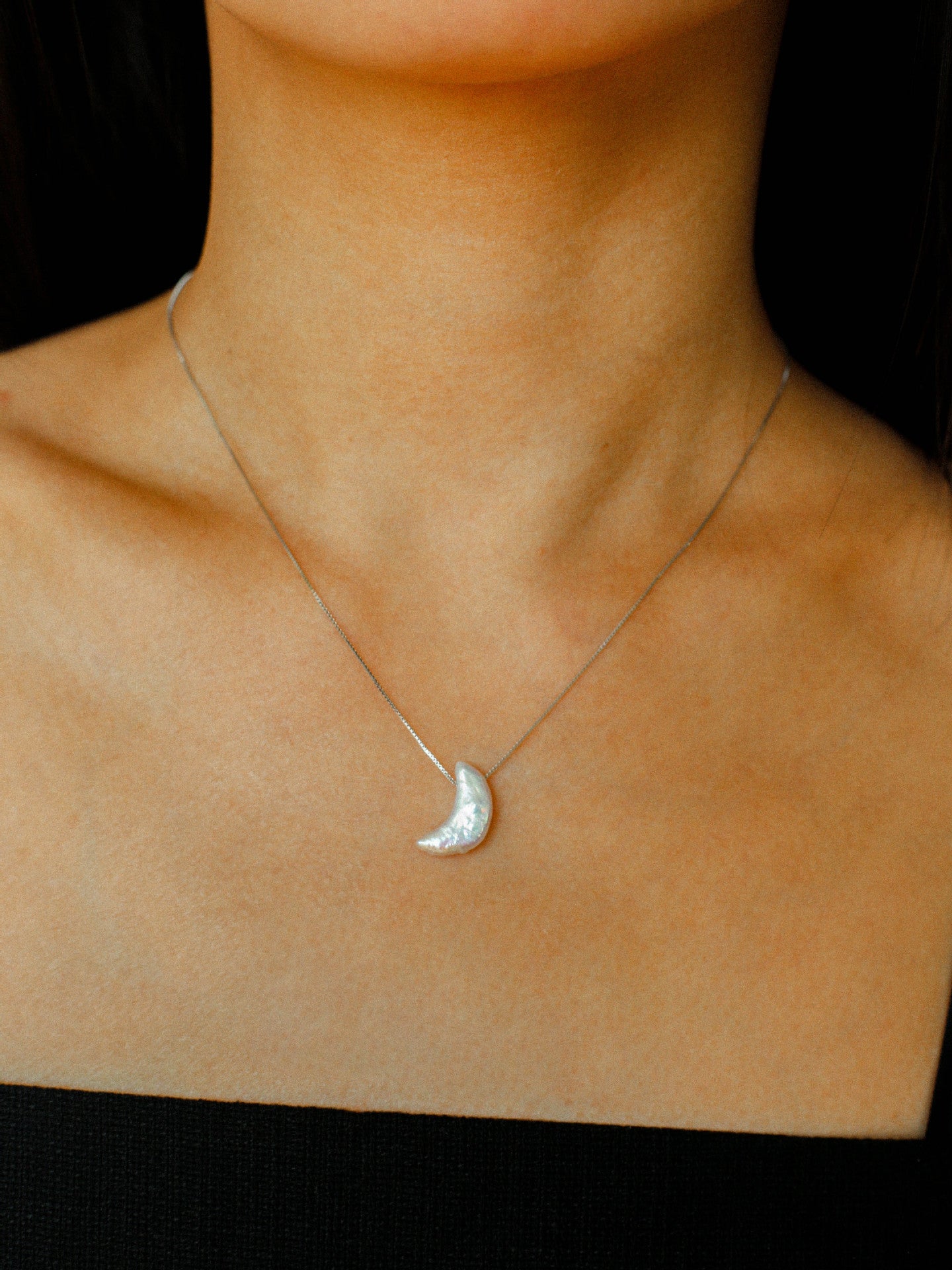 Star Moon Baroque Pearl Pendant Necklace gembea jewelry
