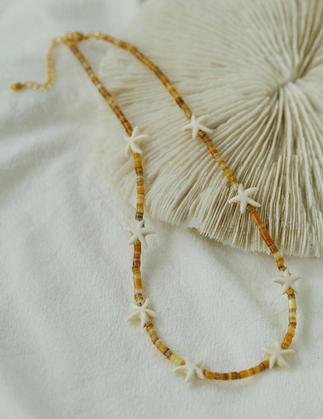 Sea's Embrace Series Starfish Beaded Necklace - Gembea Jewelry