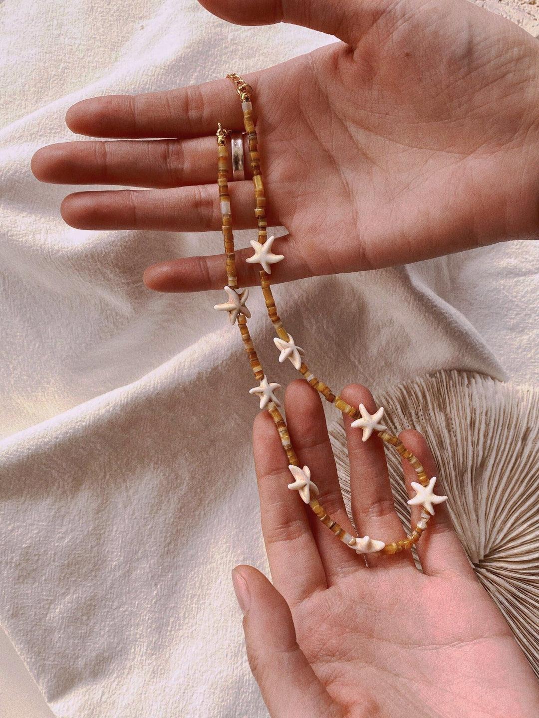 Sea's Embrace Series Starfish Beaded Necklace - Gembea Jewelry