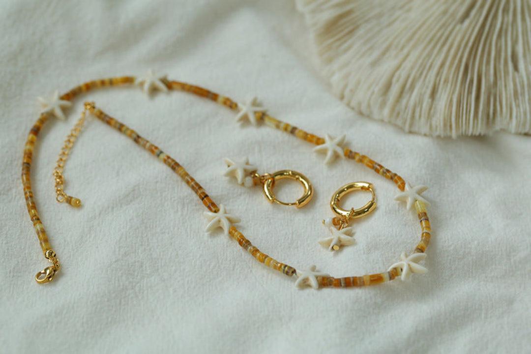 Sea's Embrace Series Starfish Beaded Necklace - Gembea Jewelry