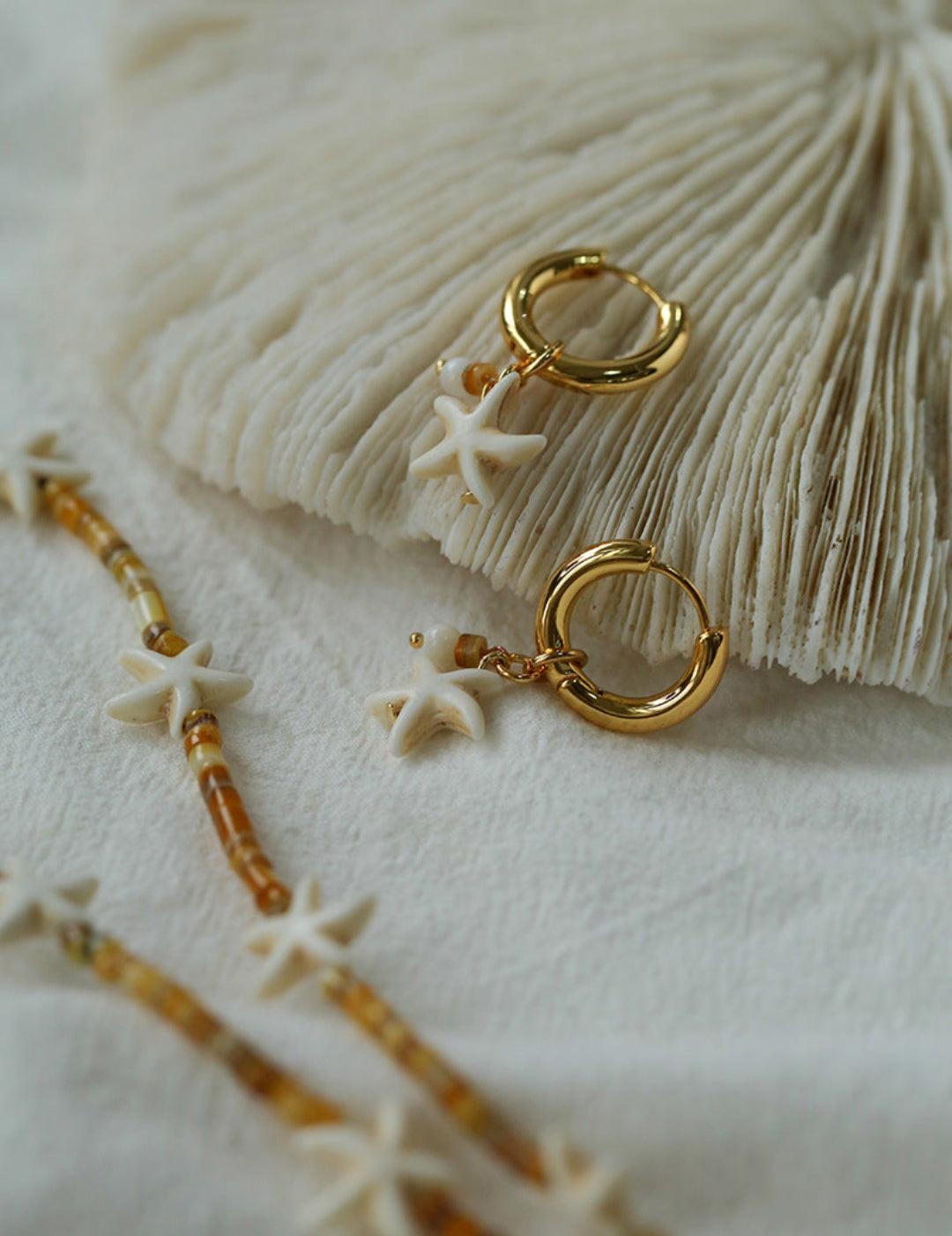 Sea's Embrace Series Starfish Hoop Earrings - Gembea Jewelry