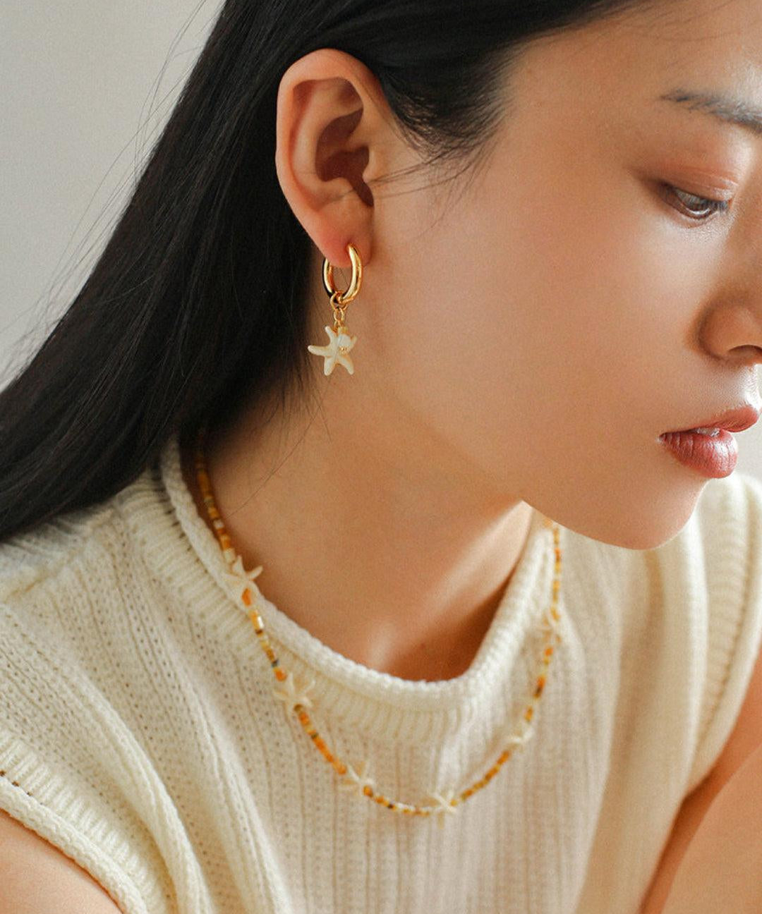 Sea's Embrace Series Starfish Hoop Earrings - Gembea Jewelry