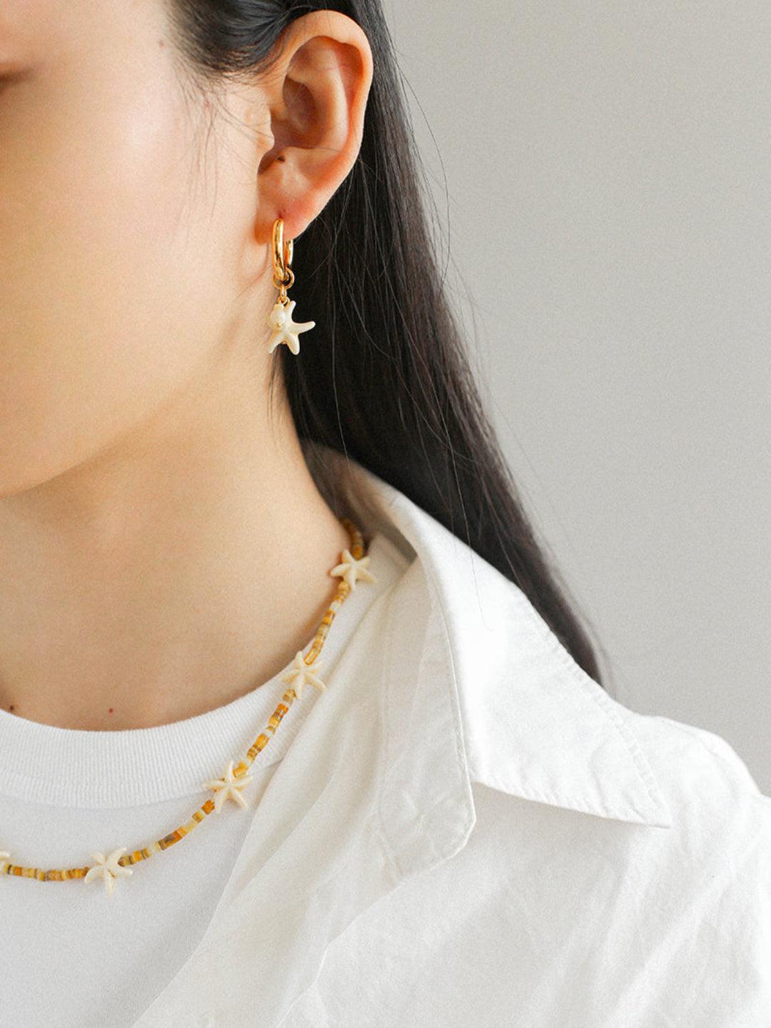 Sea's Embrace Series Starfish Hoop Earrings - Gembea Jewelry