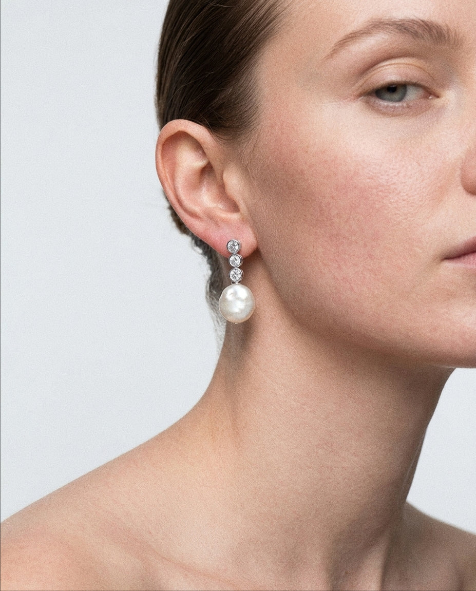 Starlight Cubic Zirconia Baroque Pearl Earrings gembea jewelry