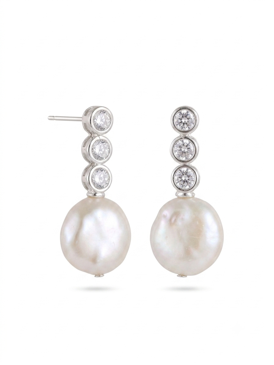 Starlight Cubic Zirconia Baroque Pearl Earrings gembea jewelry