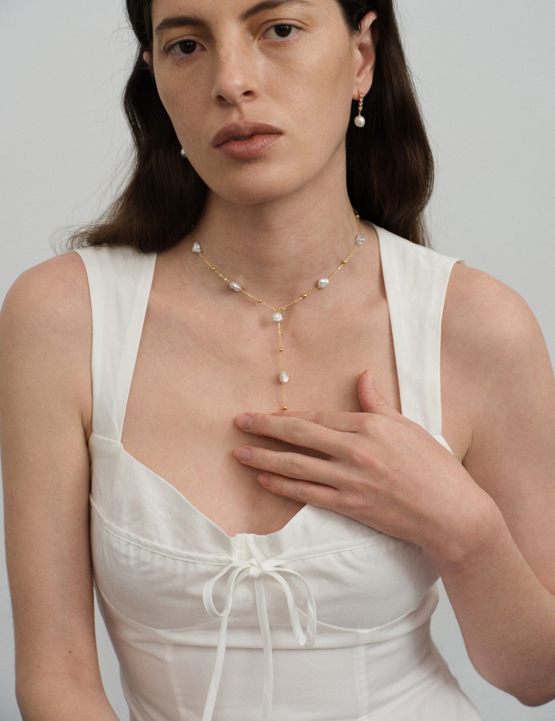 Irregular Baroque Pearl Chain Necklace gembea jewelry