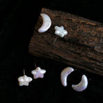 Stars Moon Baroque Pearl Stud Earrings - Gembea Jewelry