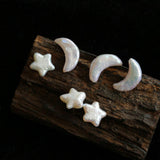 Stars Moon Baroque Pearl Stud Earrings - Gembea Jewelry