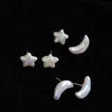 Stars Moon Baroque Pearl Stud Earrings - Gembea Jewelry