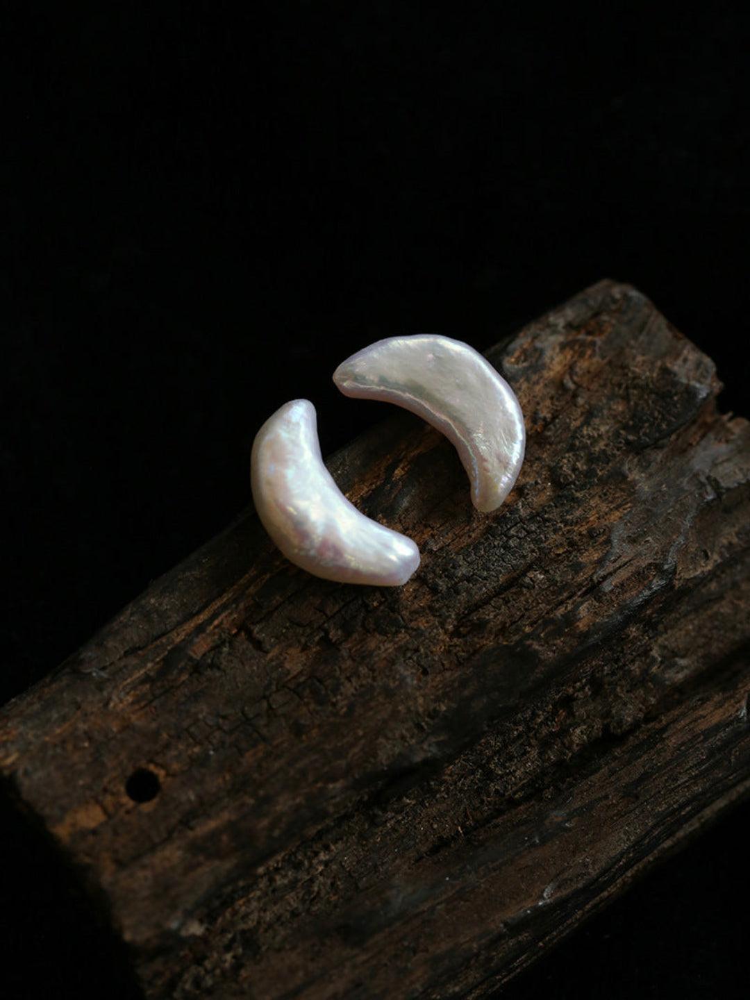 Stars Moon Baroque Pearl Stud Earrings - Gembea Jewelry