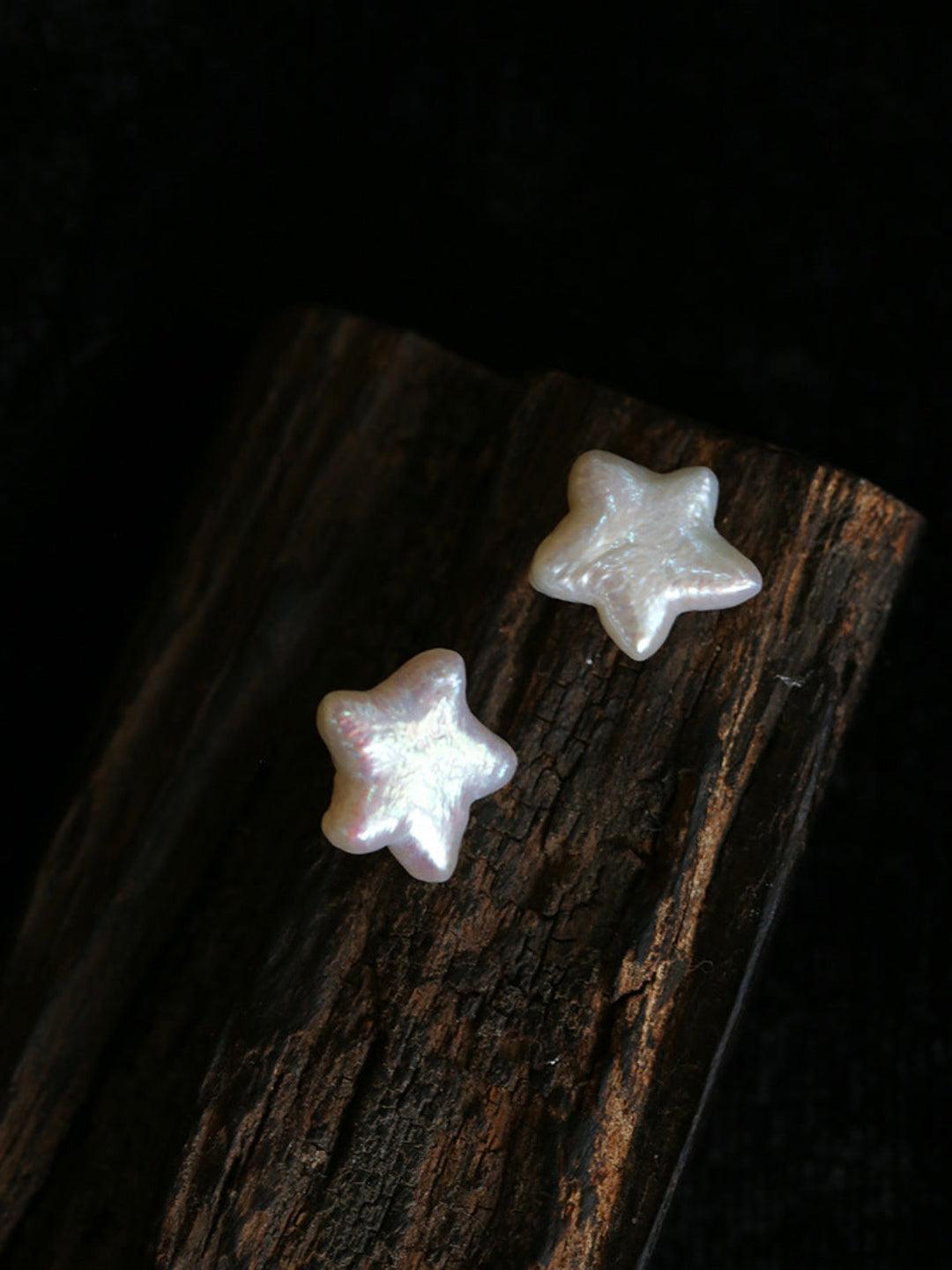 Stars Moon Baroque Pearl Stud Earrings - Gembea Jewelry