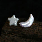 Stars Moon Baroque Pearl Stud Earrings - Gembea Jewelry