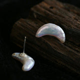 Stars Moon Baroque Pearl Stud Earrings - Gembea Jewelry