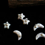 Stars Moon Baroque Pearl Stud Earrings - Gembea Jewelry