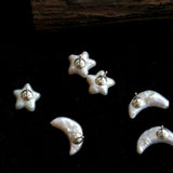 Stars Moon Baroque Pearl Stud Earrings - Gembea Jewelry