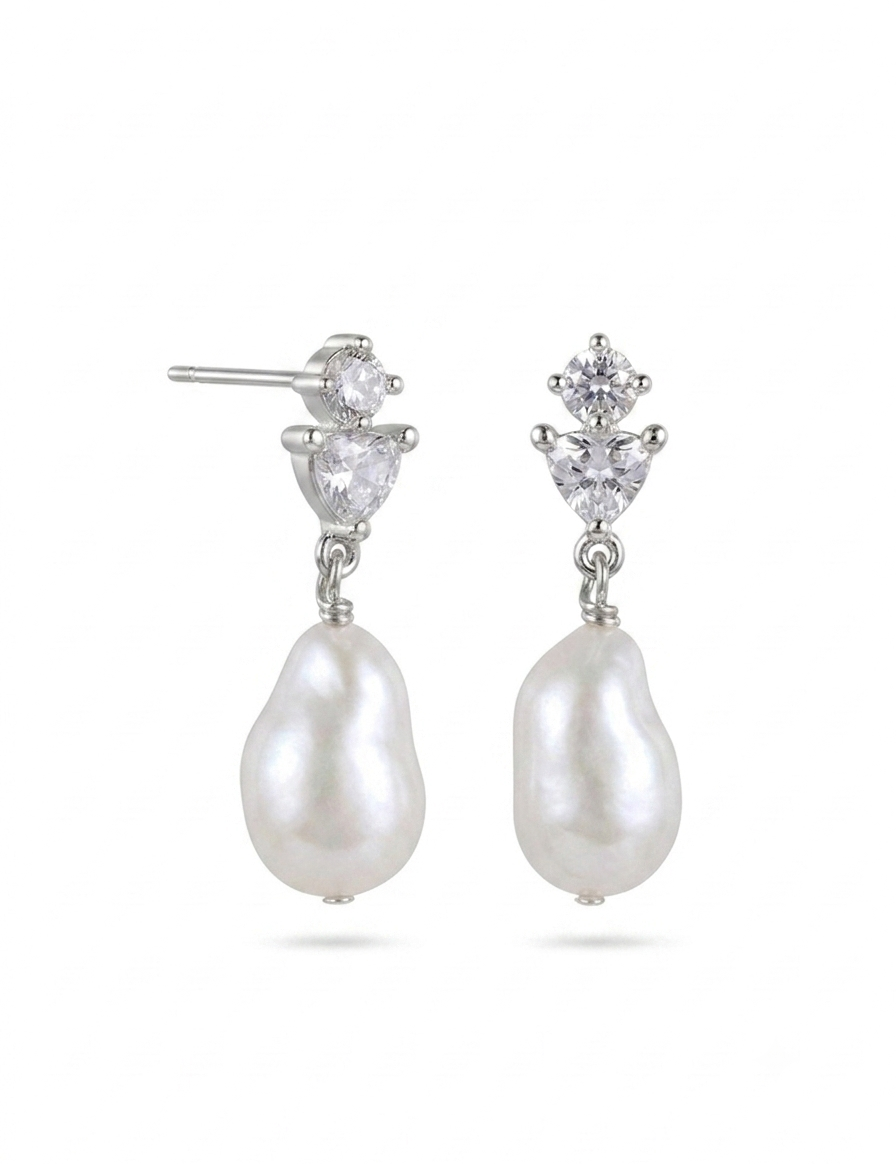 Stella Cubic Zirconia Baroque Pearl Earrings gembea jewelry