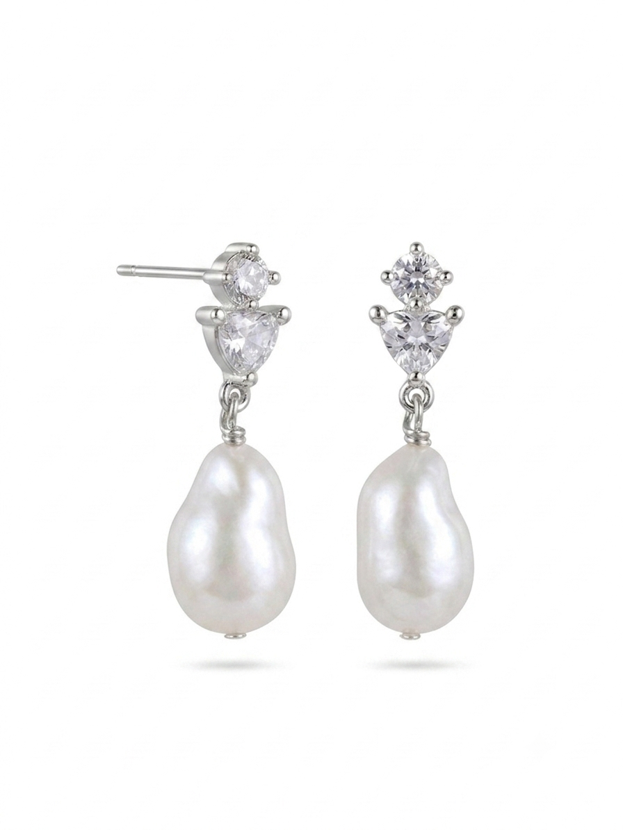Stella Cubic Zirconia Baroque Pearl Earrings gembea jewelry