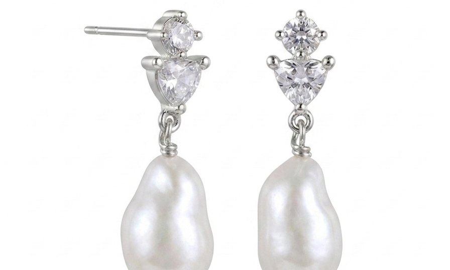 Stella Cubic Zirconia Baroque Pearl Earrings gembea jewelry