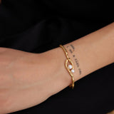 S925 Sterling Silver Pearl Bangles Bracelets - Gembea Jewelry