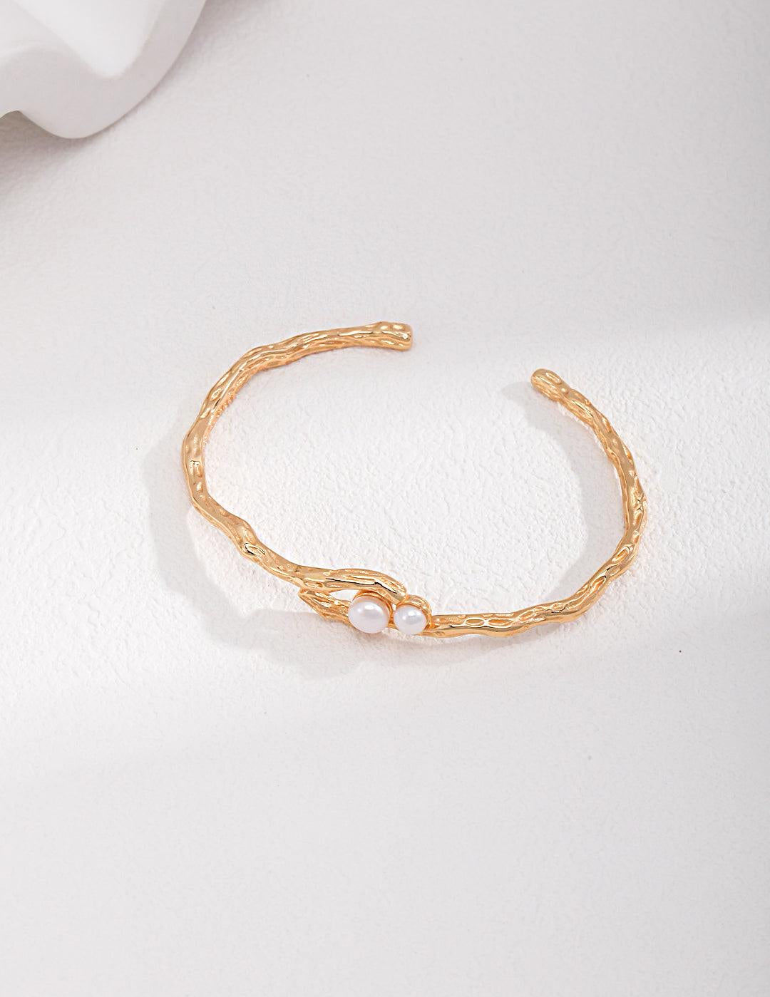 S925 Sterling Silver Pearl Bangles Bracelets - Gembea Jewelry