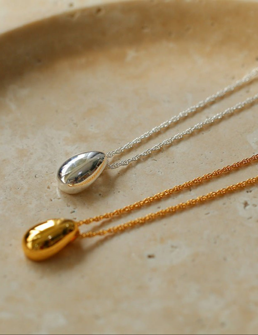 Stylish Small Water Drop Pendant Gold Silver Necklace gembea jewelry