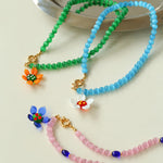 Summer Colored Cat's Eye Glass Necklace